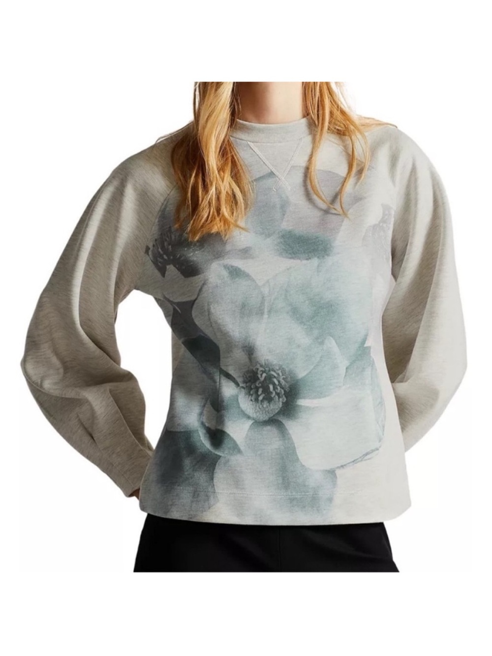 Ted Baker Sweatshirt Womens Perrine Floral Print Grey Multi Preppy
